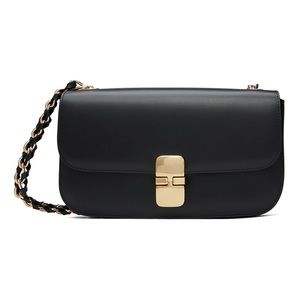 A.P.C. Grace Chaine Baguette - Gold Chain Black Leather